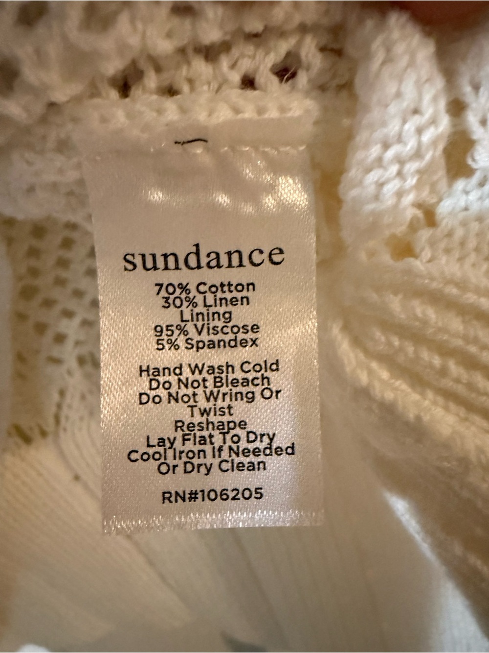 Sundance Meadow Mornings Sweater M Ivory Cotton Linen Pointelle Crochet NWOT - Picture 6 of 7